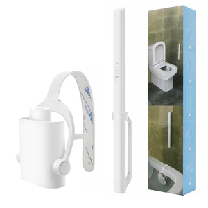 Ensemble de brosses de toilette avec manche long et poils doux, à fixer au mur pour le nettoyage de la salle de bain, blanc - Product Image 1