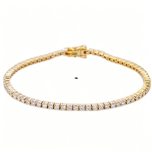 Bracelet chaîne tennis en or jaune 18 carats avec diamants de laboratoire, sertis à griffes rondes, bijoux fins pour femmes - Product Image 1