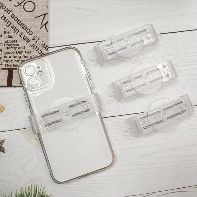 Taohelp Transparent PC Material DIY Adjustable Mobile Phone Back Clip Groove Accessory Disc Design for for Compatible 5.8-7