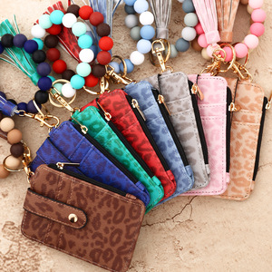 Cổ Hạt Móc Chìa Khóa Vòng tay thẻ tín dụng đính cườm Vòng tay lớp thẻ túi ví với tua Silicone đính cườm Vòng tay móc khóa - Product Image 1