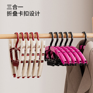 Multifunctional Folding Clothes Rack With Shoe Holder Hook Type For Home Dormitory Storage Rectangle Shape Creamy White Rose Red - Product Image 4