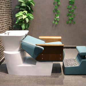 <span class=keywords><strong>Fauteuil</strong></span> en bois avec base blanche bassin shampooing chaise shampooing ensemble de lit mobilier de salon avec repose-pieds - Product Image 2