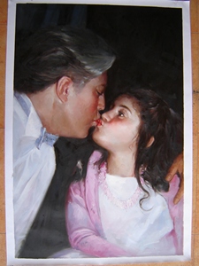 Portrait personnalisé fait à la main peinture à l'huile Style impressionnisme personnalisable photos de famille sur toile avec cadre flottant - Product Image 6