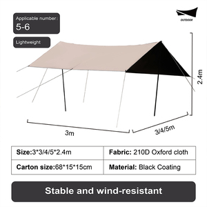 Ngoài trời Kem chống nắng cắm trại Lều xách tay Oxford vải không thấm nước cắm trại Tarp - Product Image 6