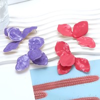Boucles d'oreilles pendantes surdimensionnées à motif floral pour femmes, texture marbrée, multicolores, bijoux d'oreille tendance
