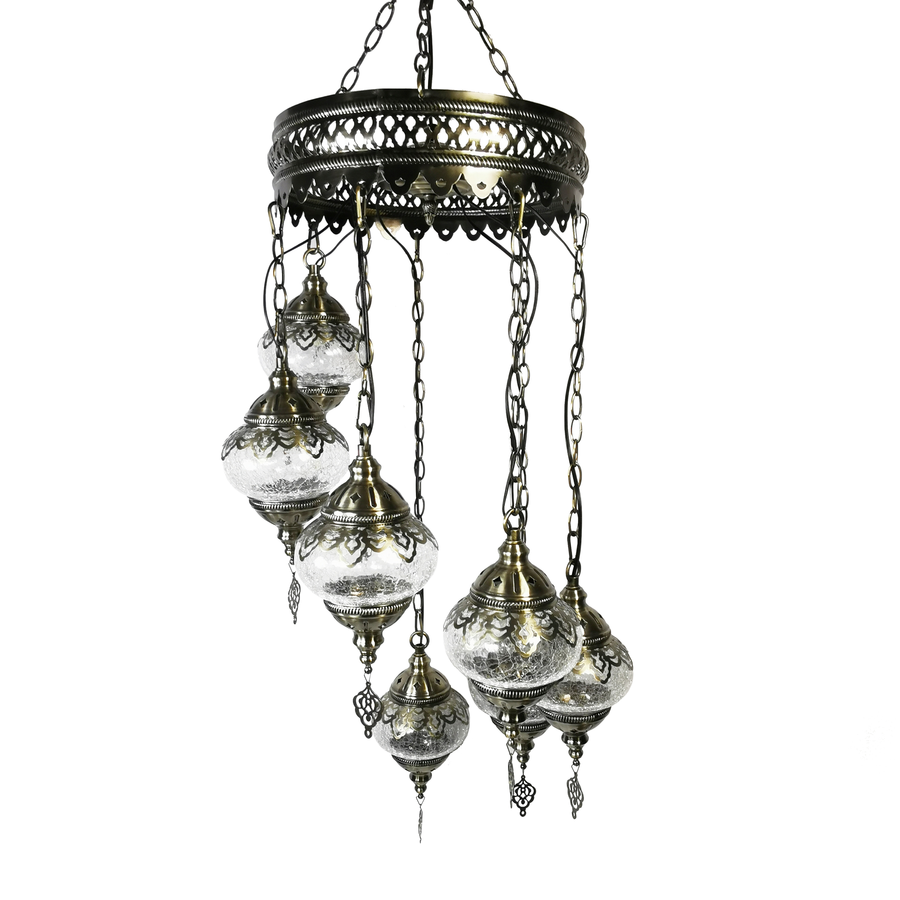 Tokin-lighting 2025 New Crystal Lamp Personality Creativity Large Chandelier Corridor Bar Hotel Hall Crack Crystal 7 Chandeliers