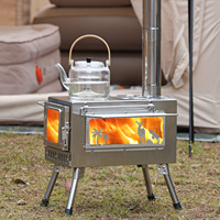 Poêle à bois pliable portable double usage, ustensiles de cuisine en acier inoxydable pour 3 à 5 personnes, chauffage de tente de camping