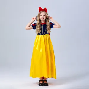 Lüks sarı prenses elbiseler kızlar fantezi kostüm doğum günü partisi Cosplay giyim uzun pelerin ile