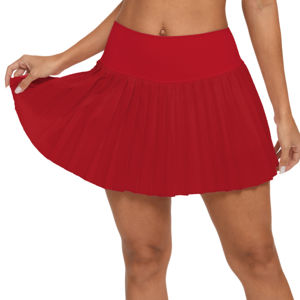 Pileli Yüksek Belli Yoga Spor Eteği - Badminton/Tenis İçin Tesettür Tasarım Yazlık Günlük Parlak Spandeks/Polyester Midi - Product Image 6