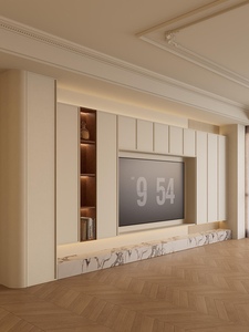 Mobile TV Sospeso, Centro di Intrattenimento in Rovere Naturale Bianco, Design <span class=keywords><strong>Moderno</strong></span> Neutro, Pannello per <span class=keywords><strong>Soggiorno</strong></span> - Product Image 5