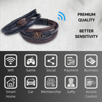 NFC Coquille De Noix De Coco Bracelet Intelligent En Cuir Boucle Magnétique 13.56MHz RFID Cadeau D'affaires À La Mode Charge Gratuite OEM/ODM