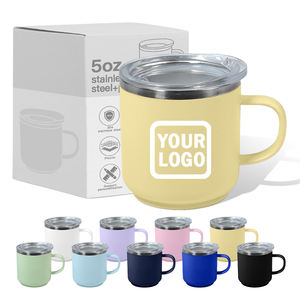 Toptan çift duvar 5oz kahve kupa plastik + iç paslanmaz çelik renkli kulplu bardak özel Logo desteklenen - Product Image 6