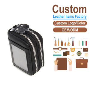 Genuine Leather <b>RFID</b> Blocking Accordion Card Holder, Double Zip Large Capacity <b>Wallet</b>, OEM/ODM Custom Factory - Product Image 1