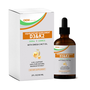 Vente en gros OEM – Complément alimentaire 4-en-1 Vitamine D3 K2 en gouttes pour la santé osseuse – Formule et emballage personnalisés - Product Image 1