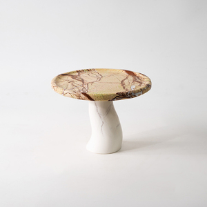 Salon hôtel Restaurant bureau blanc rond plateau de service décor à la maison plateau en marbre champignon <span class=keywords><strong>assiette</strong></span> de fruits - Product Image 5