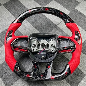 Volante de Cuero Rojo para Automóvil, Compatible con RTS <span class=keywords><strong>Dodge</strong></span> Charger SRT 2015 2016 2017 2018 2019 2020, Fibra de Carbono Personalizada - Product Image 4