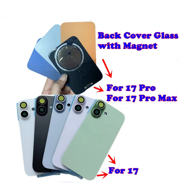 Hot sale Back Cover Glass with Magnet Suitable For IPhone 17 Pro Max 17 17PRO Back Cover Glass Rear Shell Replacement Rear Glass