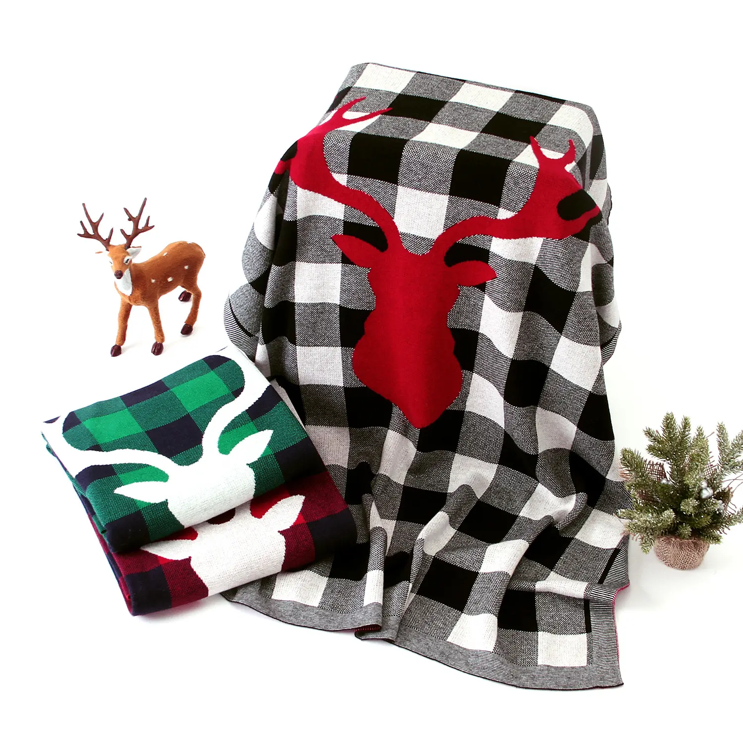 New Elk Plaid Strick decke für Weihnachten Neugeborene Baby Comfort Strick wolle 100% Baumwolle Decke