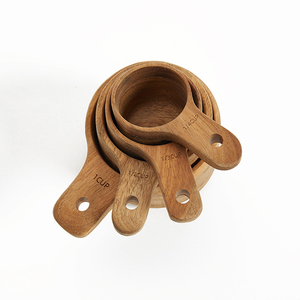 Tự Nhiên Nhà Nóng Bán Nhà Bếp Nướng Nấu Ăn Tổ Keo Bằng Gỗ Đo Cup Bộ <span class=keywords><strong>4</strong></span> - Product Image 2