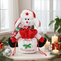 Sac cadeau de Noël en tricot avec cordon de serrage, motif pomme et bonbons, idéal pour les fêtes de Noël et les cadeaux invités