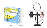 Lampe annulaire LED 6 pouces (16 cm) à succès pour vlogging et diffusion en direct avec double support de téléphone