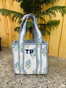 กระเป๋าโท้ทผ้าฝ้ายเย็บมือขนาดเล็กสำหรับผู้หญิง พร้อมสายโซ่ ปิดแบบเปิด กันน้ำ เหมาะสำหรับฤดูร้อน - Product Image 2