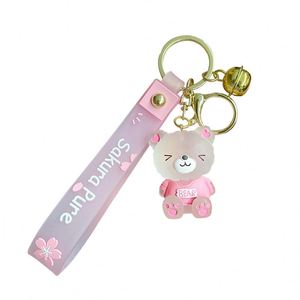 Creative Cartoon DIY Fluid Bear <b>Keychain</b> White Embryo Trend Children's Hand-painted Vinyl Bear Pendant - Product Image 1