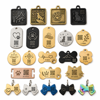 Étiquette d'identification de luxe pour petits animaux de compagnie en métal avec code QR gravé au laser, étiquette de sécurité vierge pour prévenir la perte