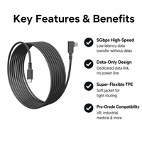 Câble d'extension USB Type C 5M 5 Gbps, transfert de données haute vitesse 5 Gbps à faible latence, cordon TPE flexible, VR, industriel, médical, vente en gros