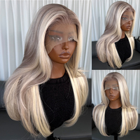 Wig Berlapis Warna Ombre Wig Sintetis Lace Front untuk Wanita Kulit Hitam Futura Hair 13x4 Wig Rambut Sintetis dengan Garis Rambut Alami
