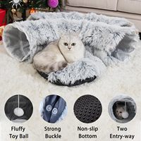 Terowongan Kucing dengan Tempat Tidur Kucing untuk Kucing di Dalam Ruangan, Terowongan Donat Gua Kucing dari Bahan Plush Lembut, Mainan Lapangan Bermain Multifungsi