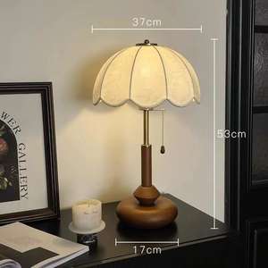 Lámpara de Mesa Estilo Americano Vintage de 37 cm - Base de Madera Maciza y Pantalla de <span class=keywords><strong>Tela</strong></span>, Iluminación <span class=keywords><strong>para</strong></span> el Hogar, Decoración <span class=keywords><strong>para</strong></span> Sala de Estudio o Dormitorio - Product Image 6