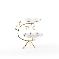 Assiette décorative à double couche en alliage de zinc et acier inoxydable de haute qualité, motif floral, pour la décoration intérieure