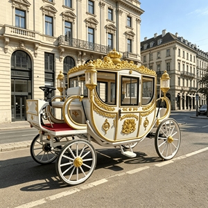 Calèche de Cendrillon grandeur nature pour extérieur, calèche royale de mariage, calèche de princesse de luxe traînée par des chevaux - Product Image 4