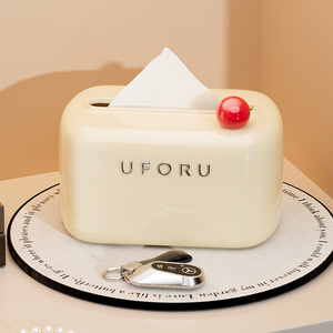 Uforu Tissue <b>Box</b> Creamy White <b>Waterproof</b> Desktop <b>Storage</b> Home Living Room Toilet Use - Product Image 2