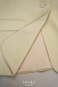 Women's Short Sleeve <b>Blazer</b> JAYCE Spandex / Polyester Minimalist Single Button Worsted Regular V-neck - Product Image 6