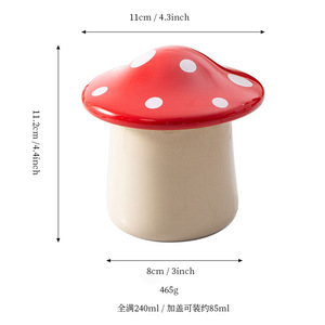 Pot à beurre en céramique en forme de champignon, avec couvercle rabattable en porcelaine, pour rangement de cuisine, motif dessin animé DF2607 - Product Image 2