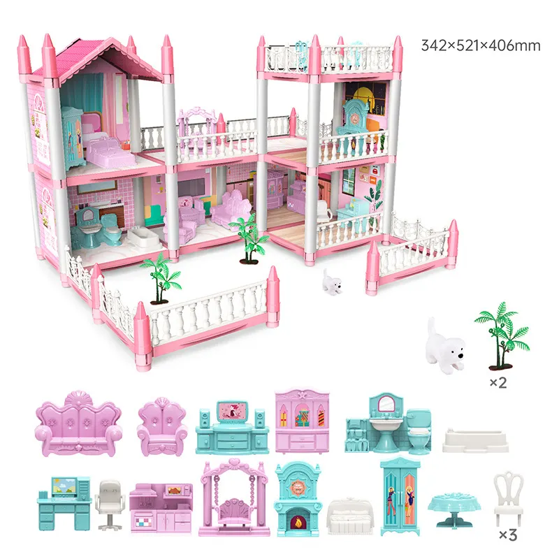 Gabby Toys Gaby'S Kids Doll House Kits Diy Kitchen Furniture Set Food Dream Pink House Toys Doll For Girls