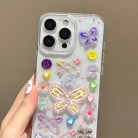 Coque de téléphone portable en résine papillon scintillant 3D tendance pour filles, compatible iPhone 17 Air, 16 Plus, 15 Pro Max, 14, 13 Pro, 12 – Vente en gros