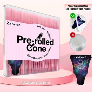 Zapwrap Cônes pré-roulés 100 pièces King Size Rose Naturel Écologique Végétalien Combustion lente Remplissage facile - Product Image 6