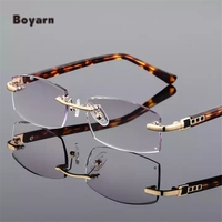 Boyarn Usine En Gros Diamant Cut Edge Lunettes Cadres De Mode Or Lunettes Femmes Hommes Sans Cadre Lunettes De Lecture En Métal Verre