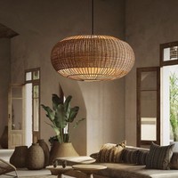 Lampe suspendue en rotin tressé étanche IP65 avec source lumineuse LED en aluminium pour jardin extérieur, cour, hôtel, maison, séjour, pelouse