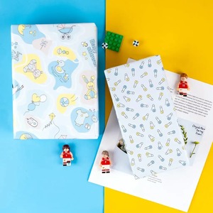 Papier d'emballage cadeau personnalisé pour bébé garçon, rouleau de papier d'art recyclable double face 100 g/m², couché, compatible impression offset écologique - Product Image 4