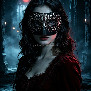 Masques de Demônium Demi-Visage HLC pour Halloween, Masque Sanguin pour Costume de Cosplay, Accessoires pour Fête Thème Horreur <span class=keywords><strong>et</strong></span> Maison Hantée - Product Image 2
