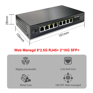 Web quản lý Plug & Play đa-giga 2.5GB mạng chuyển đổi Quản Lý <span class=keywords><strong>8</strong></span> cổng với 2*<span class=keywords><strong>10G</strong></span> <span class=keywords><strong>SFP</strong></span> + - Product Image 5