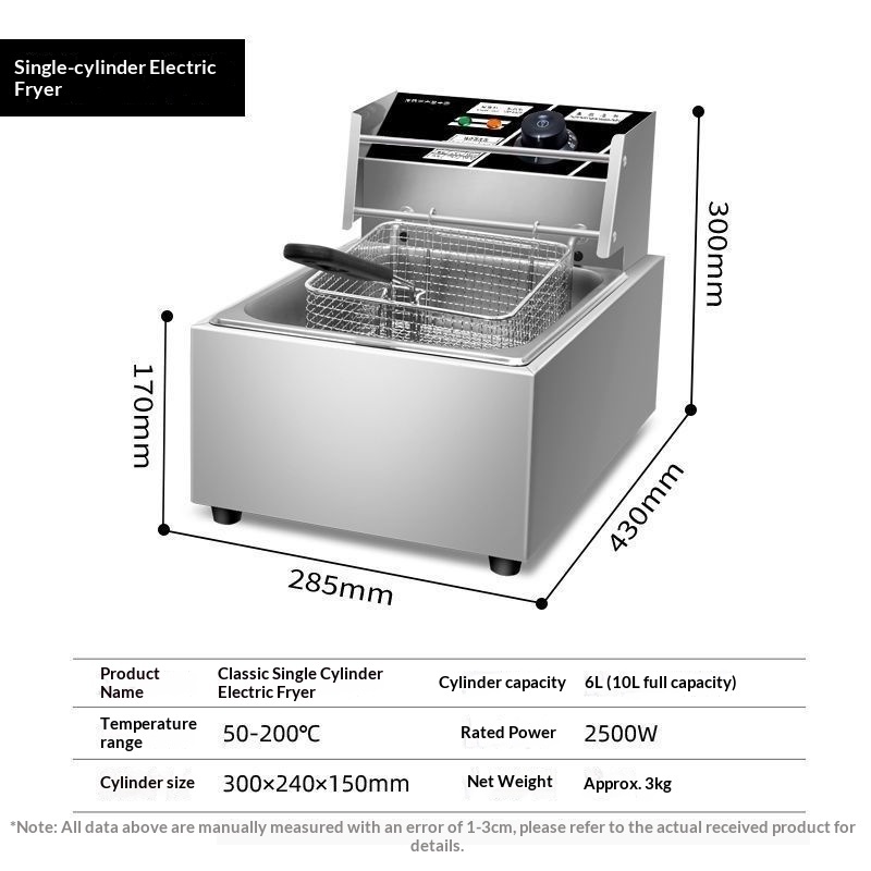 10L Black Silver Commercial Electric Deep