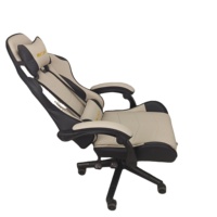 Chaise de jeu MOSSATE en tissu crème et noir - Dossier haut avec appui-tête/coussins lombaires pour les espaces de jeu et de bureau modernes à domicile