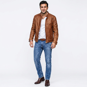 Stand Collar Customized PU Motorcycle <b>Jacket</b> Leather <b>Bike</b> <b>jacket</b> for <b>men</b> - Product Image 1