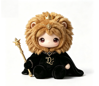 Figurine en peluche du zodiaque Lion en PVC, Poupée Roi Lion avec Couronne et Baguette Magique, Jouet d'art en boîte mystère personnalisé ODM pour collection, Cadeau Premium