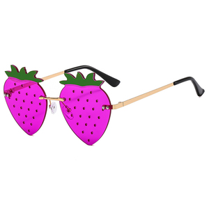2022 New Gold Frameless Strawberry Sunglasses Female Fashion Gradient Lens <strong>Party</strong> <strong>Glasses</strong> - Product Image 4